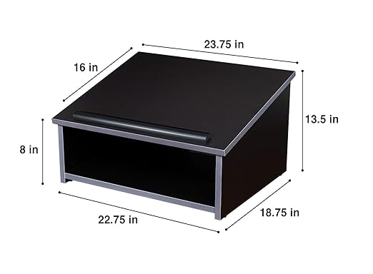 OEF Furnishings OEF22BK Commercial-Grade Tabletop Lectern with Storage Shelf (Black, High-Pressure Laminate Top)