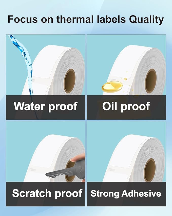 Weemay 30336 FNSKU Barcode Labels, Compatible for DYMO LabelWriter 5XL 550 550 Turbo 4XL 450 Wireless 450 Duo, 1" x 2-1/8", 25mm x 54mm Label with RFID Chip, for Barcodes, 4 Rolls, 2000 Labels