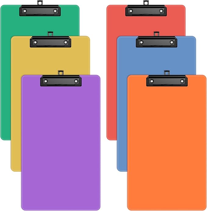 Zoenley Legal Size Clipboard Set of 6, Bright Colorful 8.5 x 14 Clip Board for Lawyer, Nurse, Business, with Low Profile Black Clip, Office & School Supplies