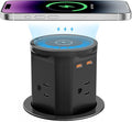 BTU Pop Up Outlet for Kitchen Countertop with 15W Wireless Charger, 20W USB C Fast Charging & 4 AC Outlet, 3 3/8" Hole Desk Charging Station Pop Out Outlet for Office, Conference, Kitchen Use