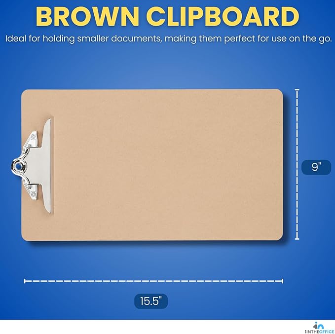 1InTheOffice Legal Size Clipboard, Heavy Duty Clipboard, Hardbound, Brown, 9x15.5 (3 Pack)