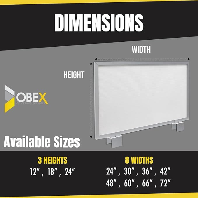 OBEX Privacy Screen & Office Panel Extender for Office Cubicles, Polycarbonate Desk Privacy Panel & Divider for Office Cubicle, 24" x 24", White