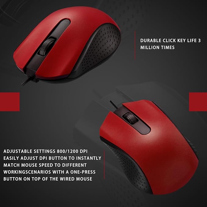 Hoteam 12 Pcs Black Wired Computer Mouse Bulk Cord USB Computer Mice Ergonomic Wired Mouse for Pcs, Computers, Laptops, Gaming Office Home Supplies