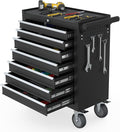 7-Drawer Rolling Tool Chest, Tool Box with 4 Wheels and Drawers, High Capacity Detachable Mobile Tool Storage Cabinet for Garage, Workshop, Mechanics and Repair Room (Black)