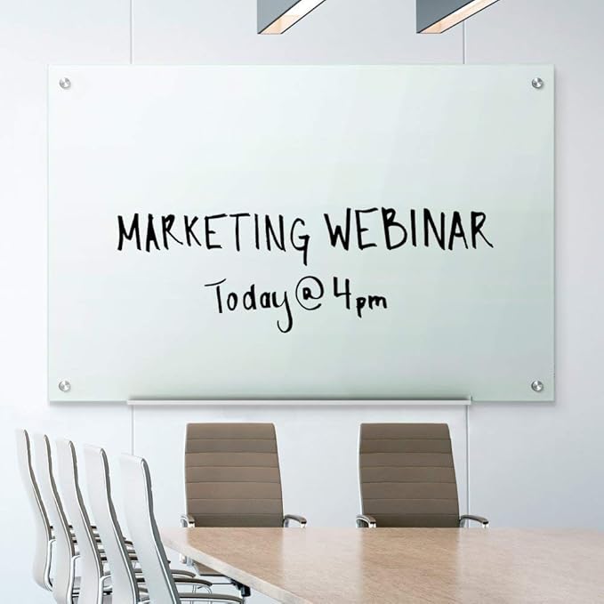 Quartet Magnetic Glass Dry Erase White Board, 36''W x 24''H Whiteboard, Infinity Frameless Mounting, White Surface (G3624W)