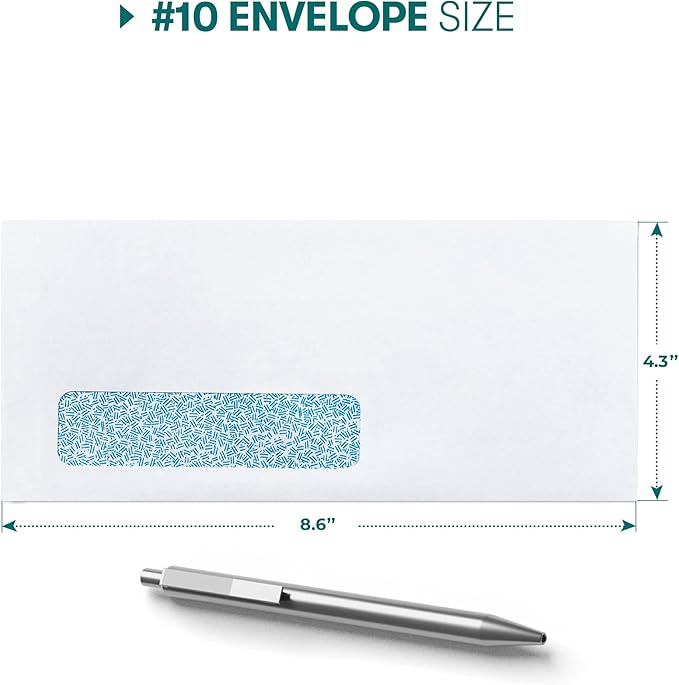 EnDoc #10 Single Left Window Custom Printed Business Envelopes, 1000-Pack - Self Seal Security Envelopes, Flip & Stick Closure, Text and Logo Customization, Privacy Tint, 24lb, 4 1/8 x 9 1/2 Inches