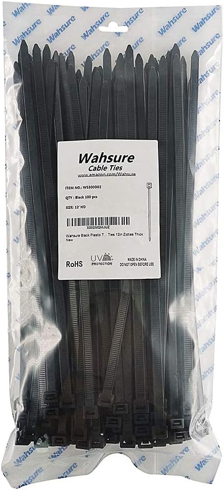 Heavy Duty Zip Ties 12 Inch Thick 120 Lbs,Industrial UV Resistant Wiring Cable Tie Straps Durable Strong Outdoor 100 Pcs,Black