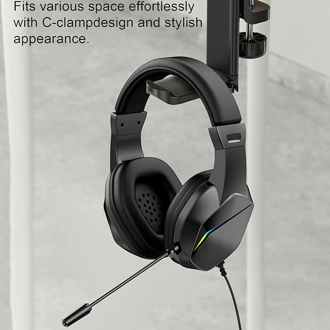ciciglow USB Gaming Headset, Wired Gaming Headset with LED Light, Over Ear Headphones with Noise Cancelling Mic, 40mm Driver for PC Laptop, Comfortable Durable Design (OY733USB)