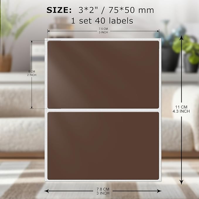 FINDAT Colored Labels Stickers 3×2 Inch Rectangle Vinyl Brown Sticker Removable Assorted Color Coding Name Tag for File Folder Classroom Office Inventory Marking 40 PCS