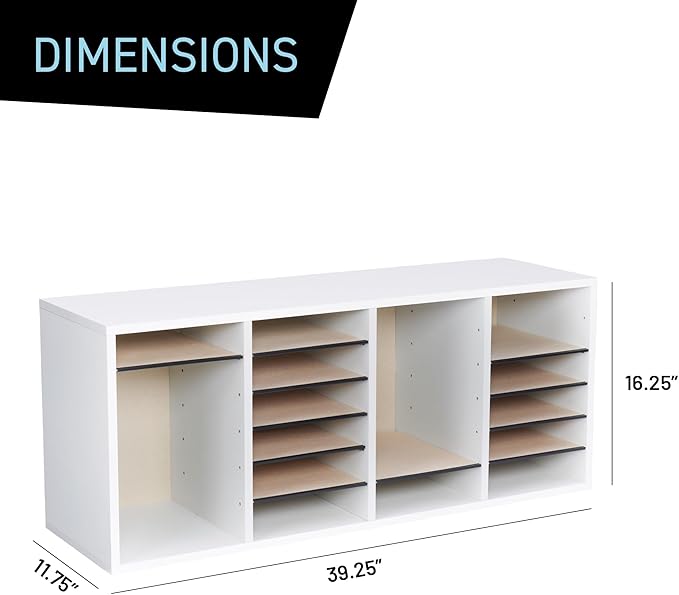 Safco Literature Organizer, 36 Compartments, Office and Classroom Mailbox with Adjustable Shelves, Wood Paper and Mail Sorter, Medium Oak