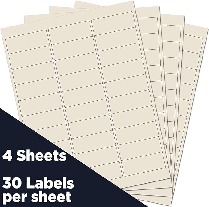 JAM PAPER Return Address Labels - Standard Mailing - 1 x 2 5/8 - Ivory - 120 Shipping Labels/Pack