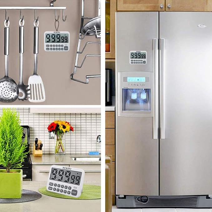 FCXJTU Digital Kitchen Timer, Large Display Countdown/Up Timer with Digits Directly Input, Fast Setting, Loud Alarm, ON/Off, Magnetic Back Stand for Cooking, Baking, Study