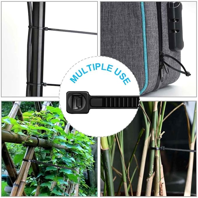 100pcs Cable Zip Ties Heavy Duty 12 Inch, Premium Plastic Wire Ties with 50 Pounds Tensile Strength, Self-Locking Black Nylon Zip Ties for Indoor and Outdoor