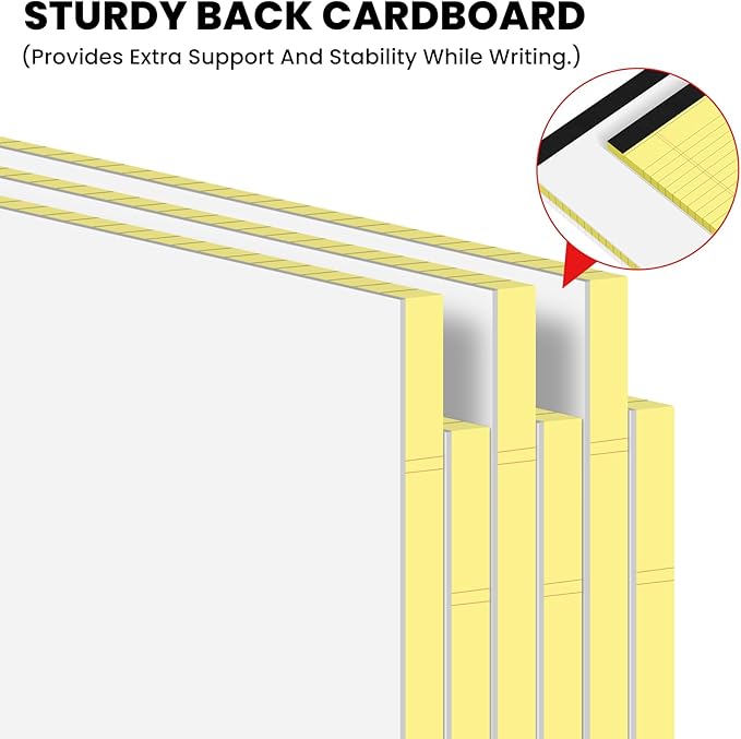 12pcs Legal Pads 8.5 x 11,Notepads 8.5 x 11 Inch, 30 Sheets/Pack, Yellow Note Pads Clear Print Writing Pads of Paper, Perforate Wide Ruled Lined with Sturdy Back for Office, Business & School Supplies