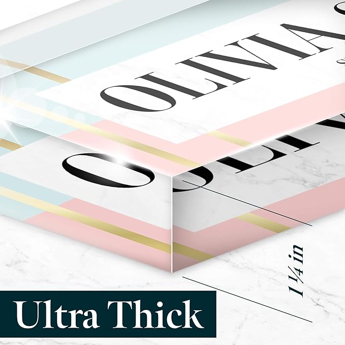 Desk Name Plate Personalized, Custom Name Plates 2½/x8 Inches, Thick Crystal-Clear Acrylic, Gift Box, Office Desk Decor. USA Made by ACRYLUXE (Soft)