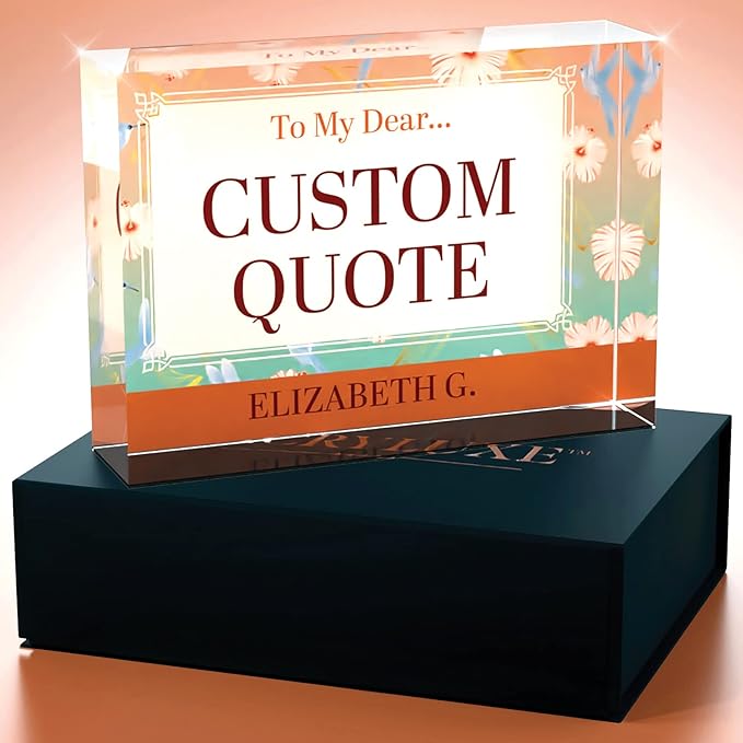 Personalized Gifts, Custom Quote Block Letter Board,Crystal-Clear Acrylic with Gift Box,17 Styles, Holiday and Christmas Gift for Mom, Dad, Girlfriend, Him or Her, Husband, Wife (5"x7, Flora)