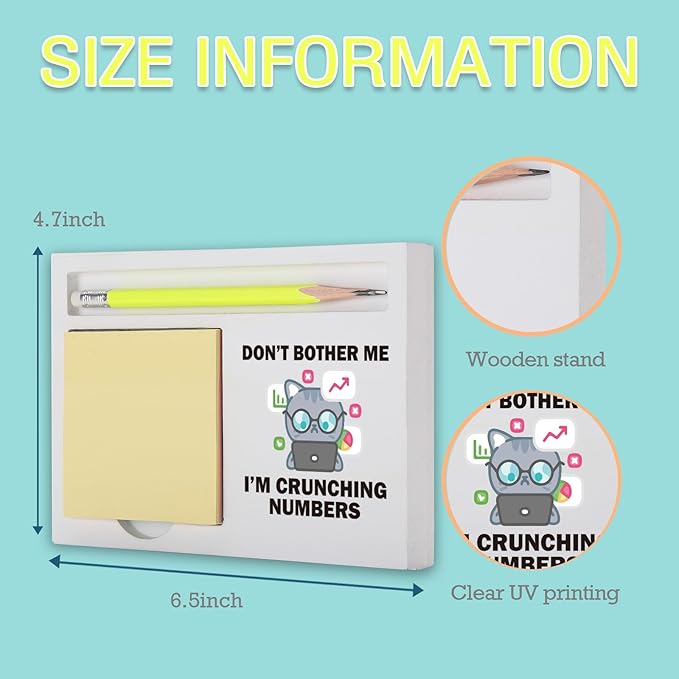 Funny Accountant Desk Gift, Cute Don’t Bother Me I’m Crunching Numbers Cat Sign for Finance Décor, CPA Bookkeeper Tax Preparer Auditor Coworker, Retirement Promotion Note Pad Holders KBB11