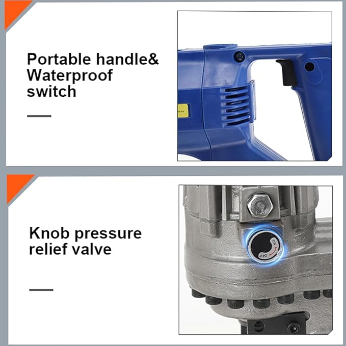 1200W Electric Hydraulic Hole Puncher,110V Punching Machine Metal Hole Punch with 5 Dies 6 mm-20 mm for Iron Copper Aluminum Plate Angle Steel