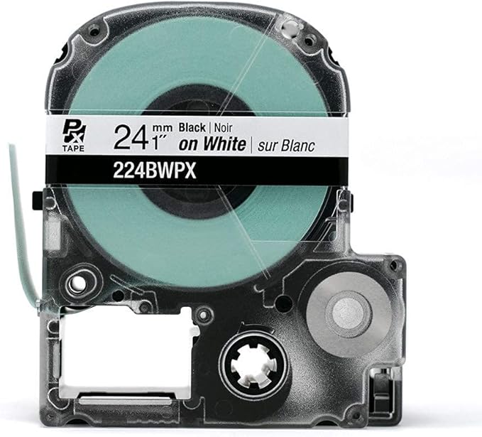 Epson LABELWORKS 224BWPX Genuine PET (Polyester) Tape Cartridge - Black on White Industrial Label Maker Tape - 1" (24MM) Wide, 30 ft