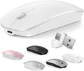 Mouse for MacBook Wireless Bluetooth Mouse Laptop MacBook Air Mac Pro Rechargeable Silent PC iPad Optical Mice with Dual Mode Switch Bluetooth 5.2/3.0 and 2.4GHz USB Type-C Receiver White