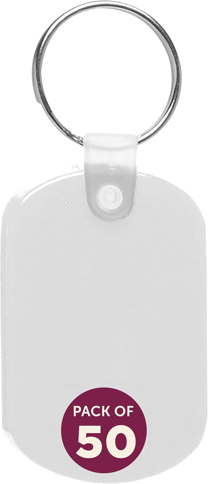 DISCOUNT PROMOS Tag Soft Plastic Keychains - 50 pack - Small Key Tag Chain For Staying Organized - Rubber Key Ring Keychain – White