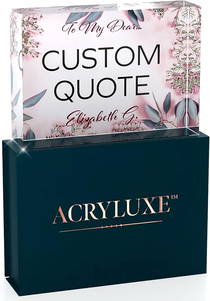 Custom Acrylic Sign Personalized, Custom Desk Name Plate, 18 Styles, (5"x7"), With Gift Box, USA Made by Acryluxe. (Glowing)