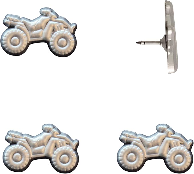 ATV Push Pins - Silver ATV Map Pins for Cork Boards, Maps, or Lapel Use - Designed in USA - Set of 4