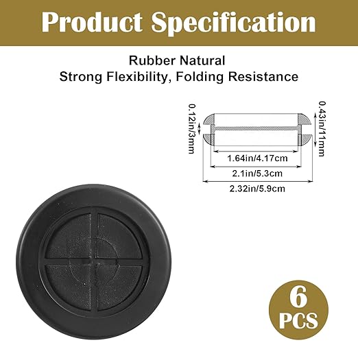 6pcs Desk Cord Hole Cover, Desk Grommet for 1-1/2" Drill Hole, Rubber Grommet for Wiring, Firewall Rubbers Grommets for Wire Protection, Black