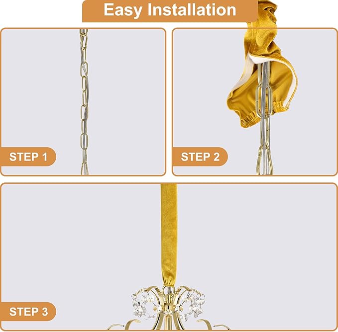 Fabric Cord Cover,2 Pack Touch Fasteners Gold Chandelier Chain Cover,3.28 Feet Brushed Polyester Fabric Flannel Cord Covers for Wires,Decorative Cord Hider Easy Install