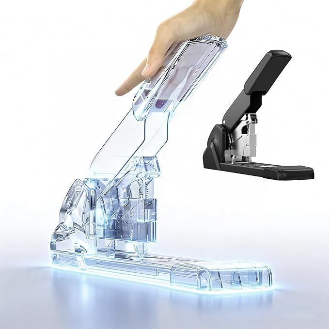 Heavy Duty Staple Gun, Industrial Grade 240 Page Capacity Ergonomic Labor-Saving Stapler, Extra Large Jumbo Desk Stapler for Office & Commercial Use, Anti-Jam Metal Construction with 3000 Staples