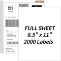 PAPRMA Full Sheet Labels 8.5” x 11” Sticker Paper Matte White, Large Shipping Label Paper for Inkjet Laser Printer, 2000 Counts