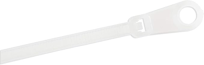 StarTech.com 8"(20cm) Cable Ties with Mounting Hole - 1/8"(4mm) Wide, 2"(52mm) Bundle Diameter, 50lb(22kg) Tensile Strength, Nylon 66 Self Locking Ties w/Screw Hole, UL Listed, 100 Pack, TAA