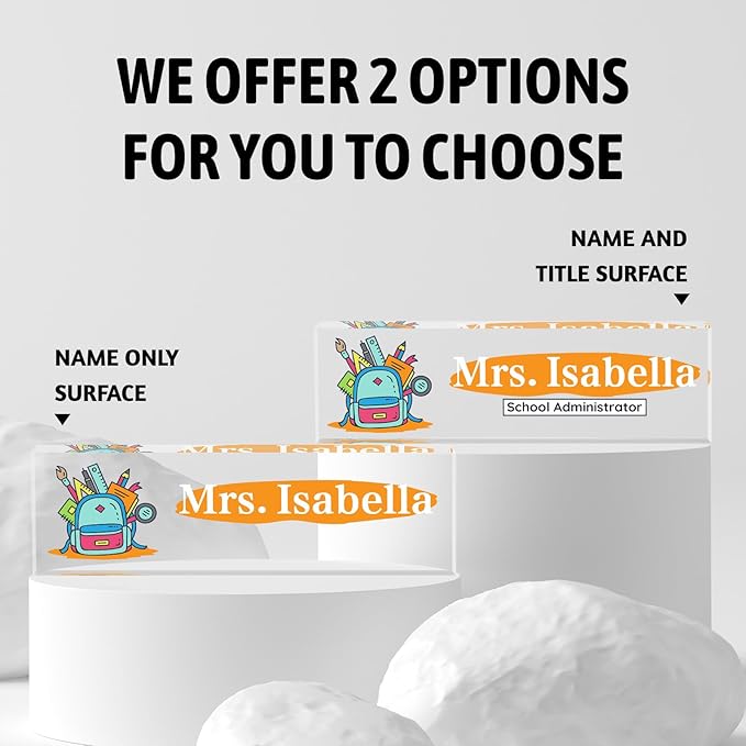 Custom Desk Name Plate Personalized, Acrylic Name Plates for Desk, Office Decor Personalized Gifts for Teacher Coworkers Boss Nurse The Bookbag Explosion