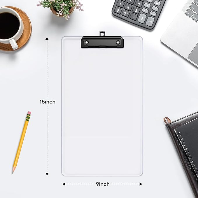 Zoenley Legal Size Clipboard Set of 6, Clear 8.5 x 14 Clip Board for Lawyer, Nurse, Business, with Low Profile Black Clip, Office & School Supplies