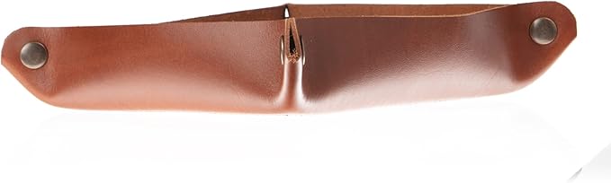 USA Handmade Premium Leather Valet Tray, Folds Flat! Dice Rolling Basket and Organizer with Brass Snaps (Chestnut and Blue Gold, Large)
