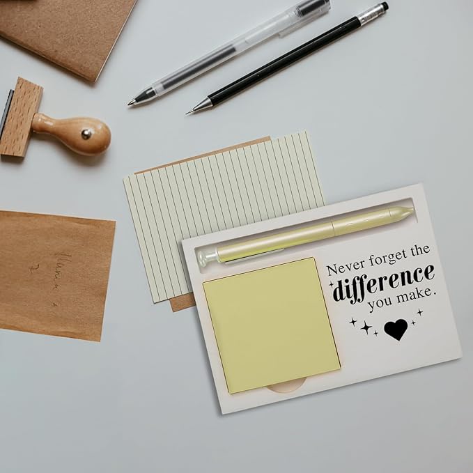 Never Forget The Difference You Make Sticky Note Holder, Thank You Appreciation Gift for Friends Midwife Team Nurse Colleagues Mentor Work Friend Teacher Wood Self-Stick Note Pad Holders ZBA9