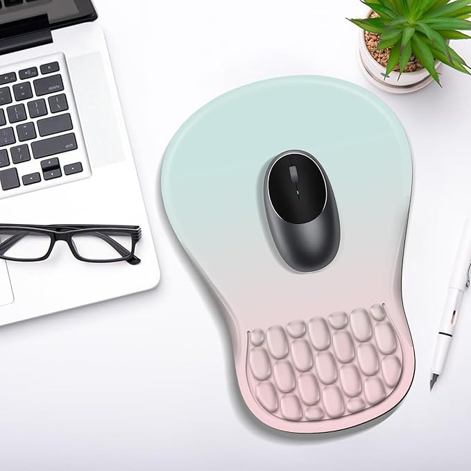 YIWEI Ergonomic Mouse Pad with Wrist Support - Gel Memory Foam Mouse Mat for Computer Keyboard & Laptop - Non-Slip Base, Pain Relief for Home Office & Gaming - Aurora/Northern Lights