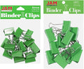 JAM PAPER Colorful Binder Clips Assortment - Medium & Large Size - Green Binderclips - 27 Clips/Pack