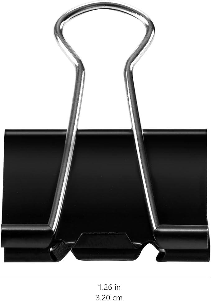 Amazon Basics Sturdy Binder Clips for Office Use, 96 Count (96 Pack of 12), Medium, 1.25 in, Black