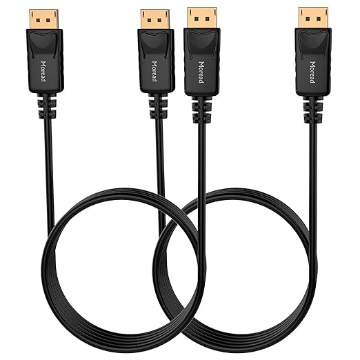 4K DisplayPort to DisplayPort Cable, 6 Feet, 2 Pack, Gold-Plated High Speed Display Port DP Cable 1.2 (4K@60Hz, 2K@144Hz) for Computer, Desktop, Laptop, PC, Monitor, Projector & More