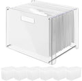 24 Hanging File Folder with Acrylic Organizer for Letter/a4 Size Desktop Clear File Storage Box with Handles for Home Work Office Use(White,Classic)