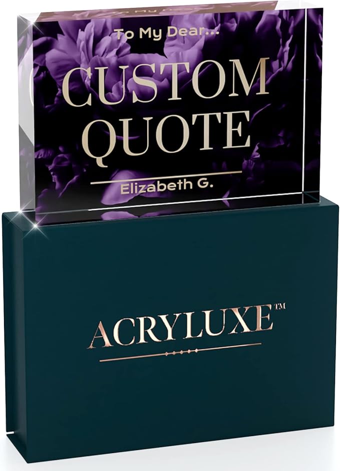 Custom Acrylic Sign Personalized, Custom Desk Name Plate, 18 Styles, (4"x6"), With Gift Box, USA Made by Acryluxe. (Blossom)