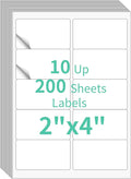 InpourPack 200 Sheets 10 up Labels, 2" x 4" Sticker Printer Paper for Laser/Inkjet Printer, Mailing Blank Labels, Self Adhesive Customizable