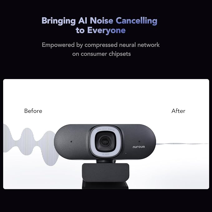 NUROUM 4K Webcam with Light for PC, Adjustable FOV, Premium CMOS Autofocus AI Auto-Framing, Noise Canceling Mics, Web Camera for PC/Laptop/Mac, for Streaming/Video Calling w/OBS/Twitch/Zoom/Teams