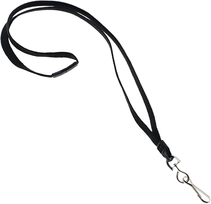 Specialist ID Bulk 100 Pack - Premium Breakaway Lanyards for ID Badges - Metal Swivel J Hook - 3/8” Wide - 36 Inch Length - Flat Woven (Black)