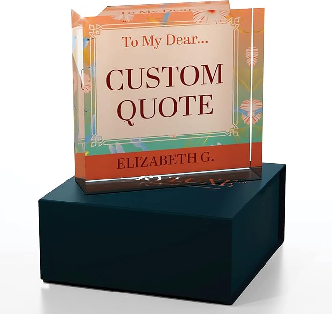 Personalized Gifts, Custom Quote Block Letter Board,Crystal-Clear Acrylic with Gift Box,17 Styles, Holiday and Christmas Gift for Mom, Dad, Girlfriend, Him or Her, Husband, Wife (4"x4, Flora)