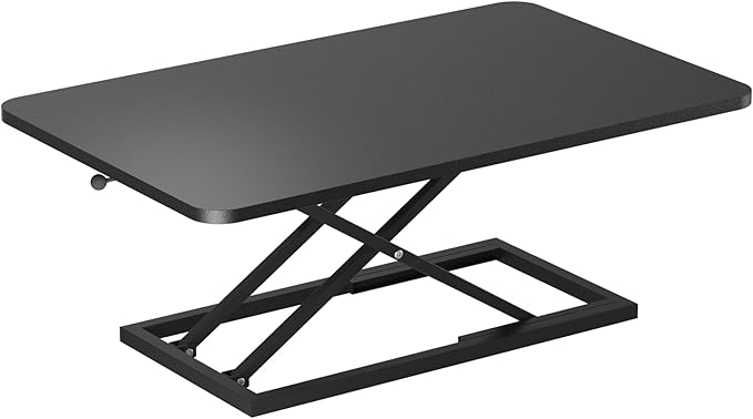 Decoholic Black Small Single 32 inch Scissors Lift Keyboard and Mouse Riser ,Height Adjustable Standing Desk Converter,for Ergonomic Sit Stand Workstations (32 inch)