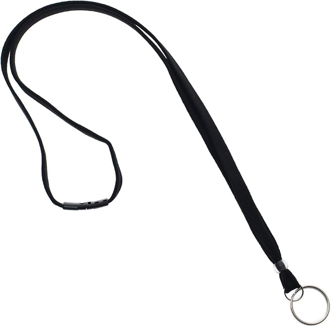 Specialist ID Bulk 100 Pack - Heavy Duty Breakaway Lanyards for Keys and ID Badges with Key Chain Split Ring - Break-Away Clasp and Keychain Keyring/Badge Holder Attachment (Black)…