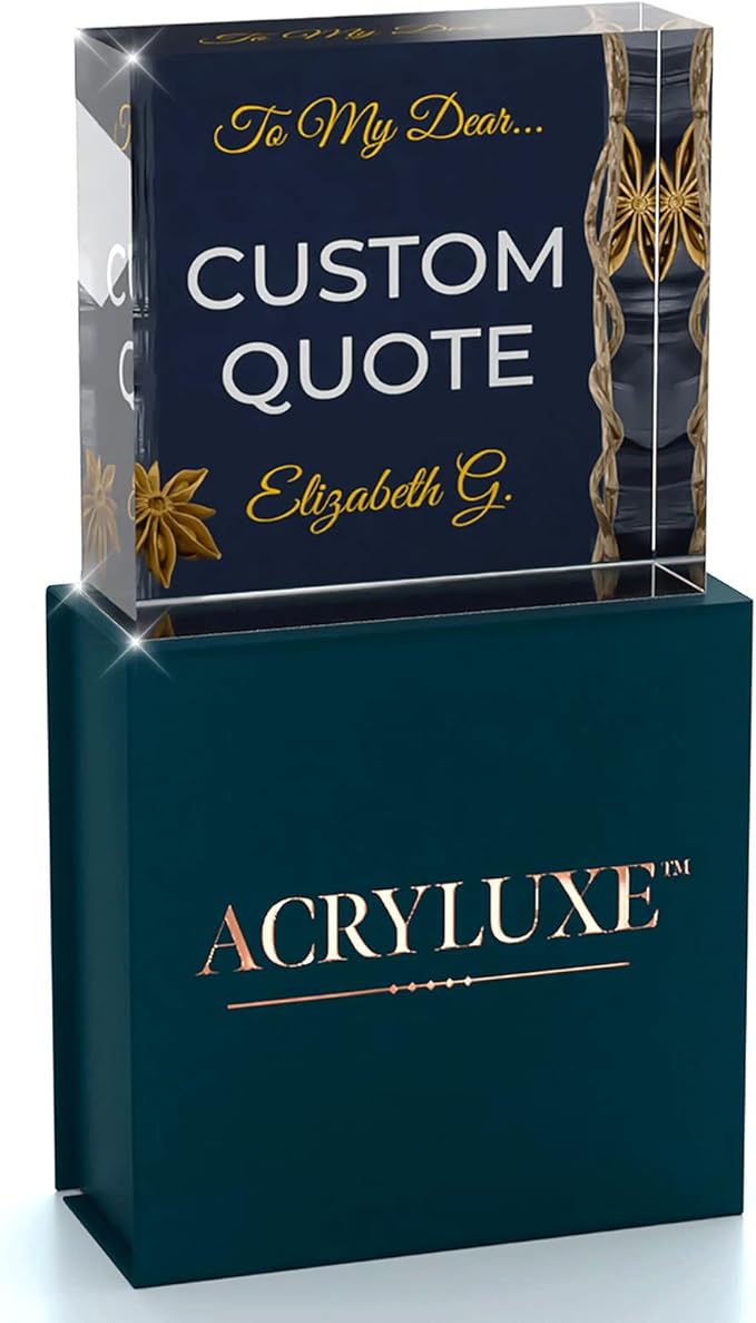 Custom Acrylic Sign Personalized, Custom Desk Name Plate, 18 Styles, (4"x4"), With Gift Box, USA Made by Acryluxe. (Trenton)