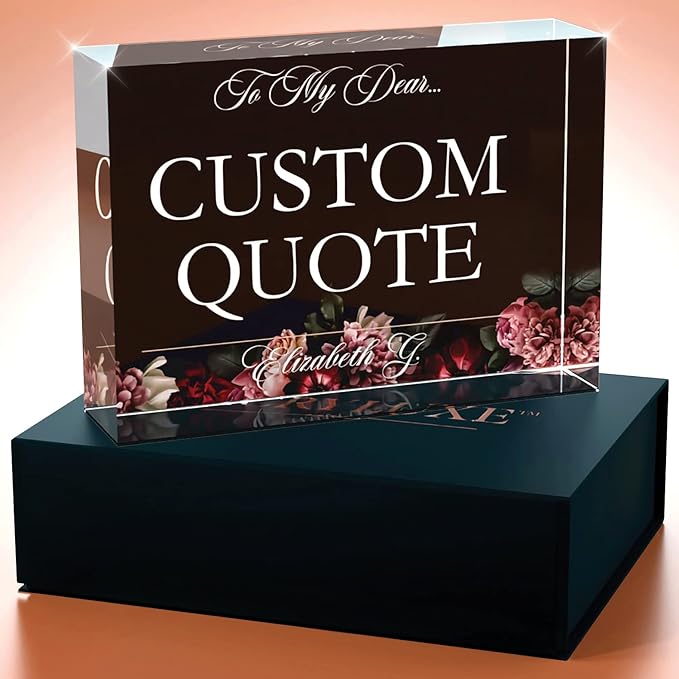 Personalized Gifts, Custom Quote Block Letter Board,Crystal-Clear Acrylic with Gift Box,17 Styles, Holiday and Christmas Gift for Mom, Dad, Girlfriend, Him or Her, Husband, Wife (5"x7, Floweret)